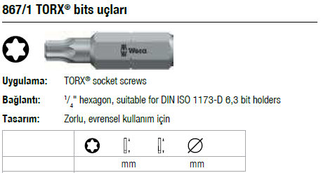 867-1 TORX  bits uçları- wera